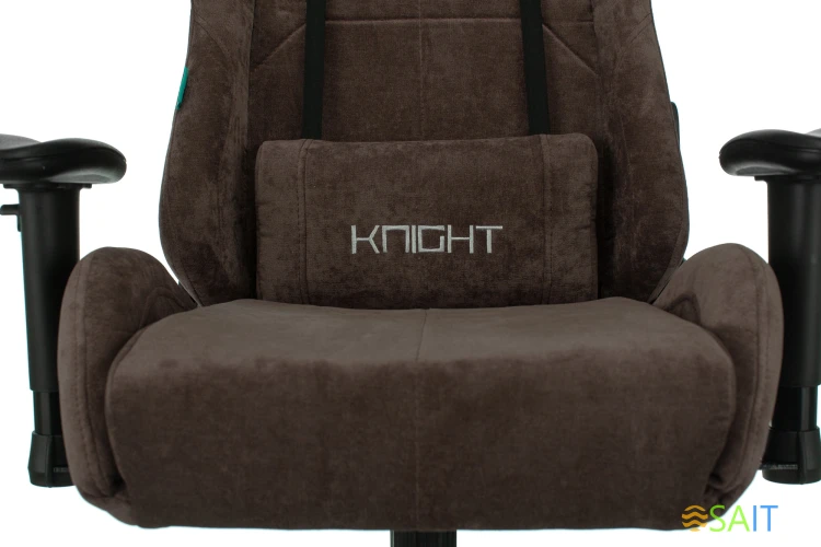 Кресло игровое Zombie VIKING KNIGHT Fabric темно-коричневый Light-10 с подголов. крестов. металл