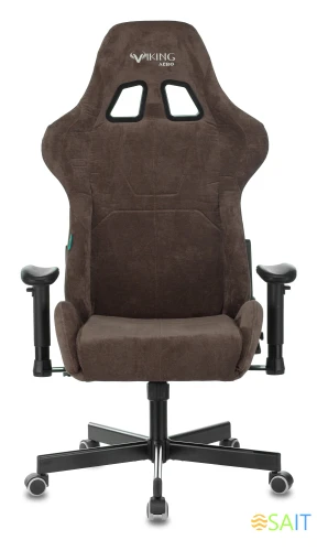 Кресло игровое Zombie VIKING KNIGHT Fabric темно-коричневый Light-10 с подголов. крестов. металл