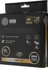 Кабель аудио-видео Cactus CS-HDMI.2-1.8 HDMI (m)/HDMI (m) 1.8м. позолоч.конт. черный