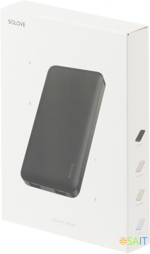 Мобильный аккумулятор Solove 001M+ 10000mAh QC3.0 10.5W 2.1A 2xUSB-A черный (001M+ BLACK RUS)