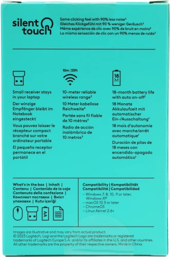 Мышь Logitech Silent M221 черный оптическая 1000dpi silent беспров. USB для ноутбука 3but (910-006510/910-004882)