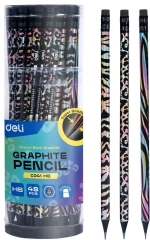 Карандаш ч/г Deli EC041-HB 2.2мм HB кругл. черный Animal Texture ластик