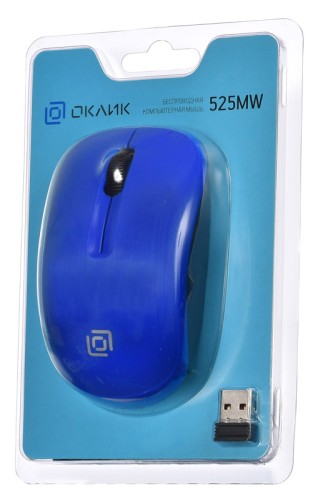 Мышь Оклик 525MW черный/синий оптическая 1000dpi беспров. USB для ноутбука 3but (1090723)