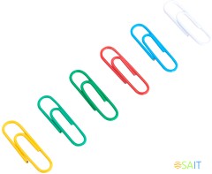 Скрепки Deli E0024 пластиковая оболочка 29мм ассорти (упак.:100шт) пластиковая коробка