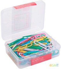 Скрепки Deli E0024 пластиковая оболочка 29мм ассорти (упак.:100шт) пластиковая коробка