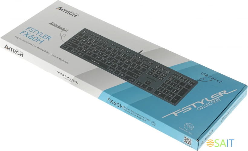 Клавиатура A4Tech Fstyler FX60H серый USB slim LED (FX60H GREY/WHITE)