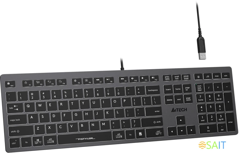 Клавиатура A4Tech Fstyler FX60H серый USB slim LED (FX60H GREY/WHITE)