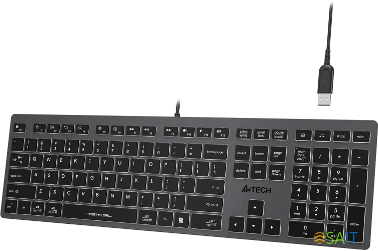 Клавиатура A4Tech Fstyler FX60H серый USB slim LED (FX60H GREY/WHITE)