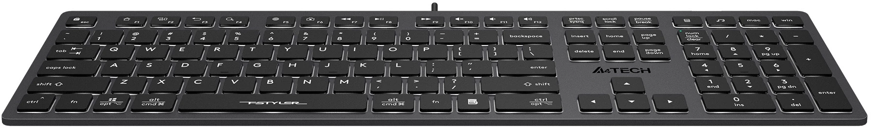 Клавиатура A4Tech Fstyler FX60H серый USB slim LED (FX60H GREY/WHITE)