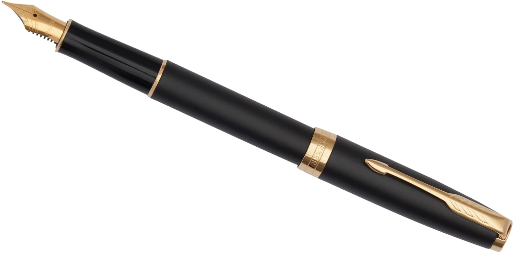 Ручка перьев. Parker Sonnet Core F528 (1931516) Matte Black GT F сталь нержавеющая подар.кор.