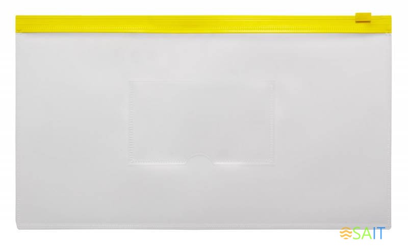 Папка на молнии ZIP Бюрократ -BPM6AYEL полипропилен 0.15мм карм.для визит. цвет молнии желтый Travel формат