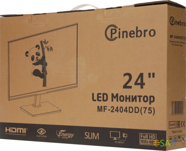 Монитор Pinebro 23.8" MF-2404DD черный IPS LED 5ms 16:9 DVI HDMI M/M матовая 250cd 178гр/178гр 1920x1080 75Hz FreeSync VGA DP FHD 2.7кг