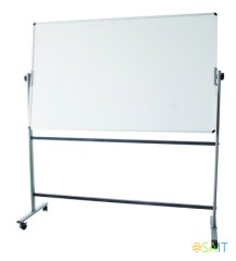 Доска магнитно-маркерная Deli E7882 лак белый 90x120см алюминиевая рама сталь на роликах двухсторонняя