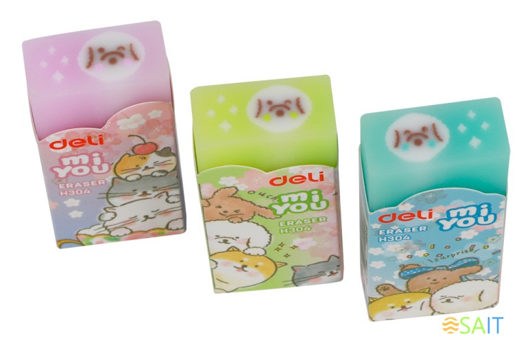 Ластик Deli EH304 прямоугольный 60x24x12мм ассорти индивидуальная картонная упаковка
