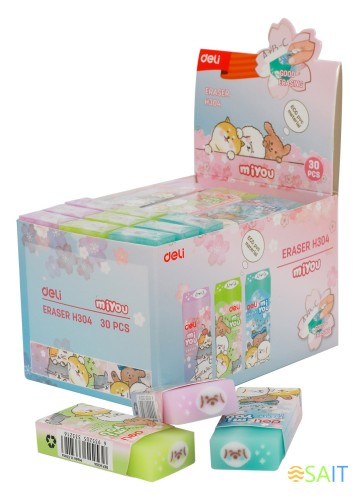 Ластик Deli EH304 прямоугольный 60x24x12мм ассорти индивидуальная картонная упаковка