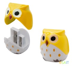 Точилка для карандашей ручная Silwerhof Owl Солнечная коллекция 2 отверстия пластик ассорти коробка