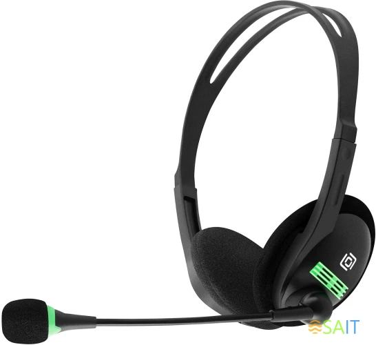 Наушники с микрофоном Оклик HS-M100 черный 1.8м накладные оголовье (1532004)