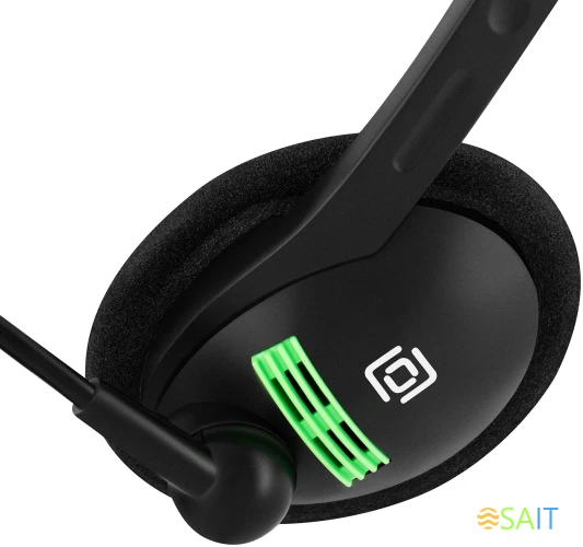 Наушники с микрофоном Оклик HS-M100 черный 1.8м накладные оголовье (1532004)