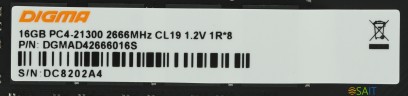 Память DDR4 16Gb 2666MHz Digma DGMAD42666016S RTL PC4-21300 CL19 DIMM 288-pin 1.2В single rank Ret