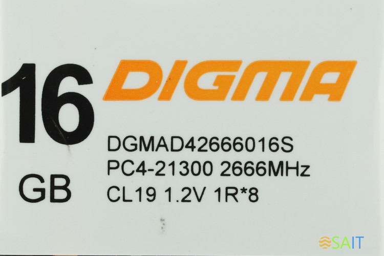 Память DDR4 16Gb 2666MHz Digma DGMAD42666016S RTL PC4-21300 CL19 DIMM 288-pin 1.2В single rank Ret