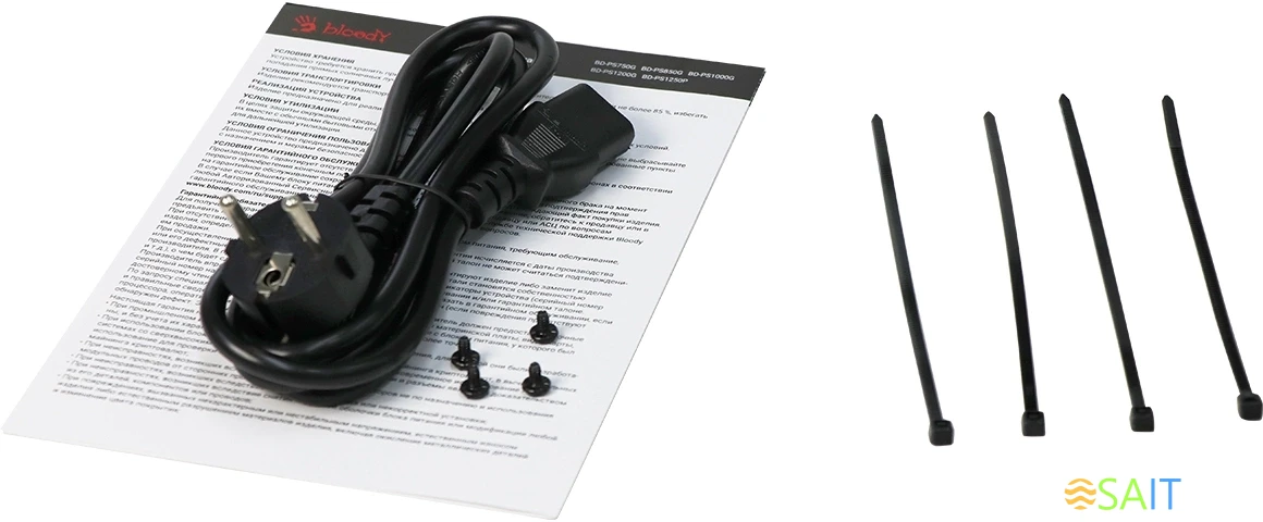 Блок питания Bloody ATX 750W BD-PS750G 80+ gold (20+4pin) APFC 120mm fan 6xSATA Cab Manag RTL