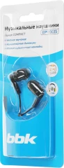 Наушники внутриканальные BBK EP-1003S 1.2м черный проводные в ушной раковине (EP-1003S (B))