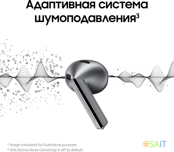 Гарнитура вкладыши Samsung Galaxy Buds 3 серебристый беспроводные bluetooth в ушной раковине (SM-R530NZAACIS)
