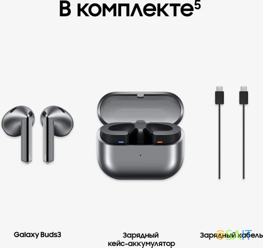 Гарнитура вкладыши Samsung Galaxy Buds 3 серебристый беспроводные bluetooth в ушной раковине (SM-R530NZAACIS)