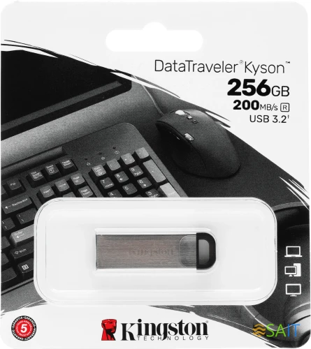 Флеш Диск Kingston 256GB DataTraveler Kyson DTKN/256GB USB3.2 серебристый/черный
