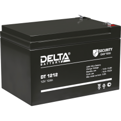 Батарея DELTA серия DT, DT 1212, напряжение 12В, емкость 12Ач (разряд 20 часов),  макс. ток разряда (5 сек.) 165А, макс. ток заряда 3.6А, свинцово-кислотная типа AGM, клеммы F2, ДxШxВ 151х98х94мм., вес 3.6кг., срок службы 5 лет. Delta DT 1212 (12V / 23Ah)