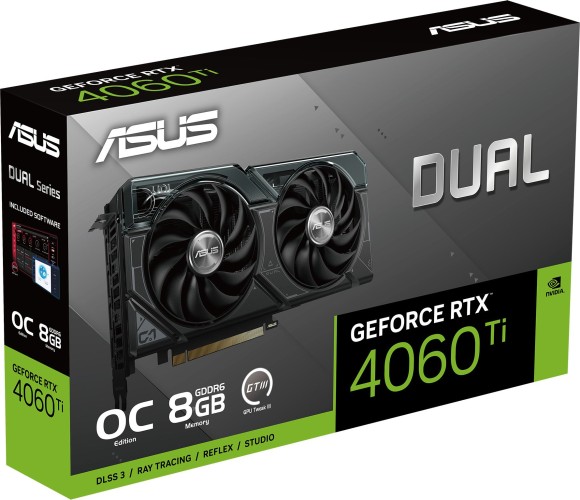 Видеокарта Asus PCI-E 4.0 DUAL-RTX4060TI-O8G NVIDIA GeForce RTX 4060TI 8Gb 128bit GDDR6 2520/18000 HDMIx1 DPx3 HDCP Ret