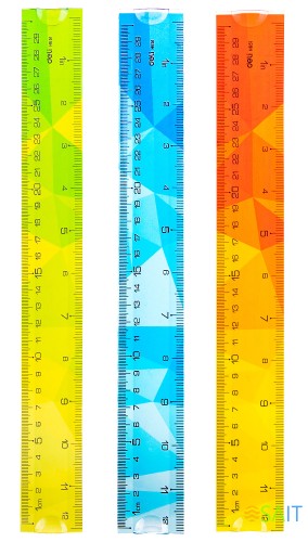 Линейка Deli EH651 пластик дл.30см ассорти гибкая/двухсторонняя шкала