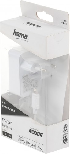 Сетевое зар./устр. Hama H-178342 2.4A для Apple белый (00178342)