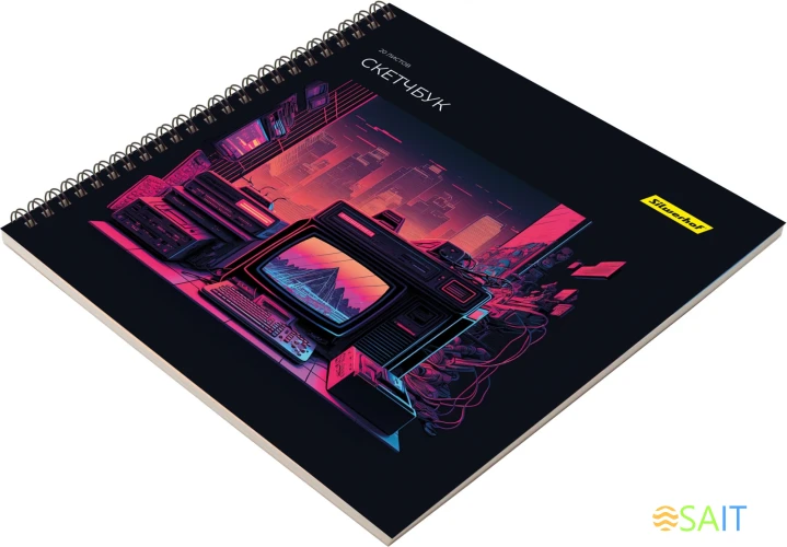 Скетчпад Silwerhof 20л. 190x190мм Неон 4диз. гребень