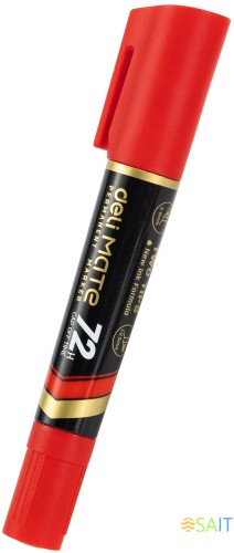 Маркер перманентный Deli EU72-RD двойной пиш. наконечник 1-5мм красный