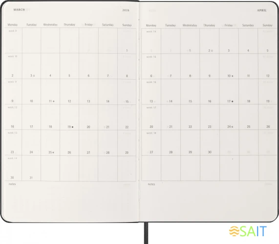 Еженедельник Moleskine CLASSIC WKLY VERTICAL Large 130х210мм 144стр. черный