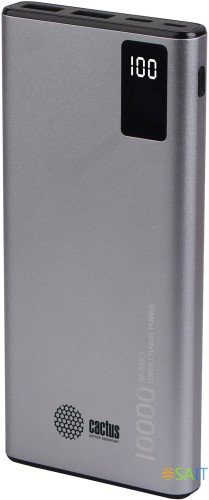 Мобильный аккумулятор Cactus CS-PBFSLT-10000 10000mAh 3A 2xUSB-A/USB-C серый
