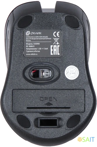 Мышь Оклик 545MW черный/красный оптическая 1600dpi беспров. USB для ноутбука 4but (368631)