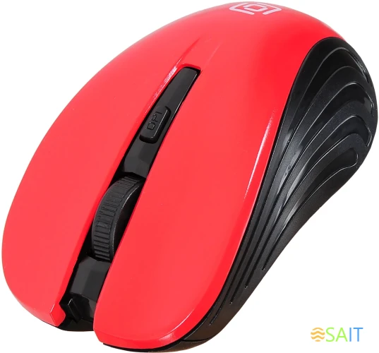 Мышь Оклик 545MW черный/красный оптическая 1600dpi беспров. USB для ноутбука 4but (368631)