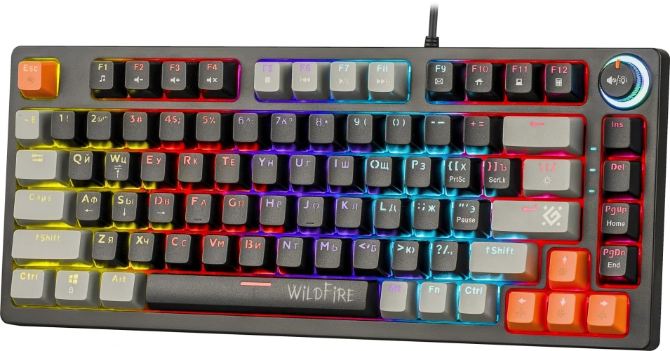 Клавиатура Defender Wildfire GK-213 механическая черный/серый USB Multimedia for gamer LED (45213) кабель 1.5м