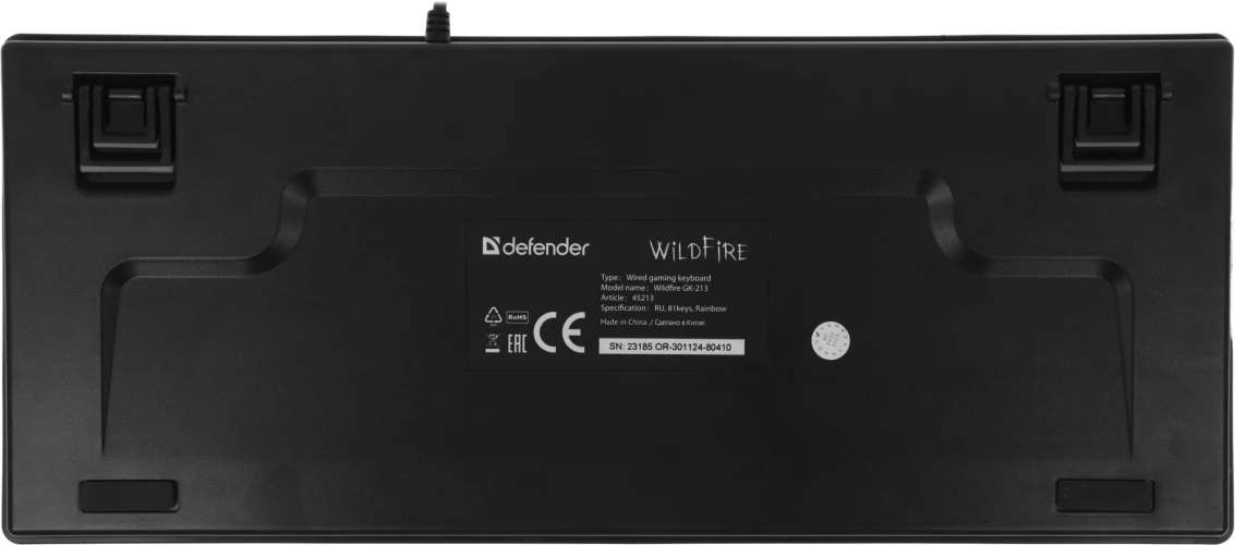 Клавиатура Defender Wildfire GK-213 механическая черный/серый USB Multimedia for gamer LED (45213) кабель 1.5м