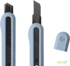 Нож канцелярский Deli NS063-SC Nusign шир.лез.9мм выдвижное лезвие усиленный пластик голубой