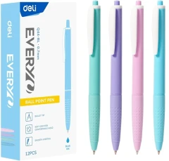 Ручка шариков. автоматическая Deli EveryU EQ44-BL ассорти/белый d=0.7мм син. черн. 1стерж. пулевидный пиш. наконечник кругл. белый