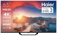 Телевизор HQLED Haier 65" DH1VNBD01RU S2 Pro Frameless черный/черный 4K Ultra HD 60Hz MEMC DVB-T DVB-T2 DVB-C DVB-C2 DVB-S2 USB WiFi Smart TV