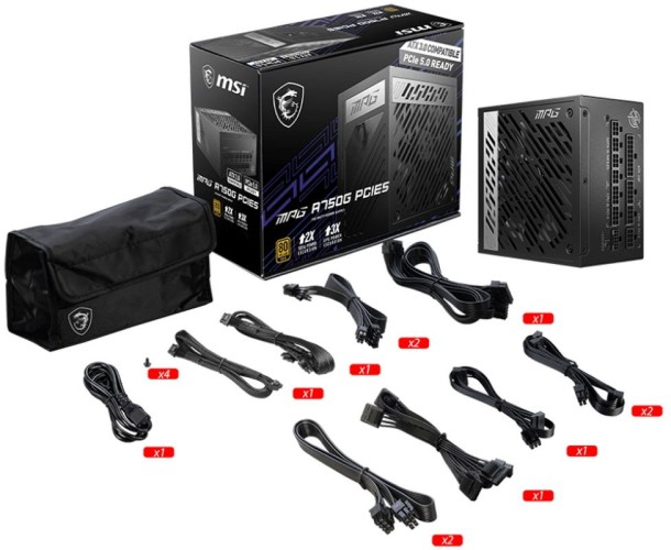 Блок питания MSI ATX 750W MPG A750G 80+ gold 24pin APFC 135mm fan 8xSATA Cab Manag RTL