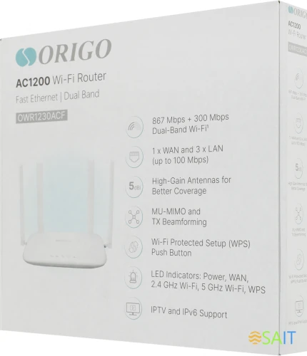 Роутер беспроводной Origo OWR1230ACF (OWR1230ACF/A1A) AC1200 10/100BASE-TX белый