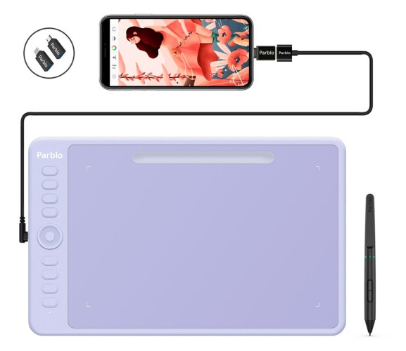 Графический планшет Parblo Intangbo M USB Type-C пурпурный
