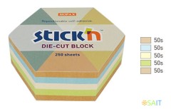 Блок самоклеящийся бумажный Stick`n 21828 61x70мм 250лист. пастель+крафт ассорти &quot;гексагон&quot;