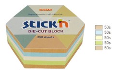 Блок самоклеящийся бумажный Stick`n 21828 61x70мм 250лист. пастель+крафт ассорти "гексагон"