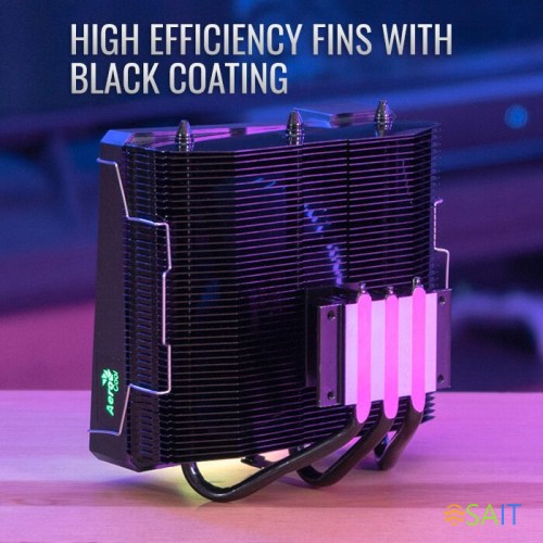 Устройство охлаждения(кулер) Aerocool Cylon 3H ARGB Soc-AM5/AM4/1200/1700/1851 черный 4-pin 13-24dB Al+Cu 125W 480gr Ret (CYLON 3H ARGB PWM 4P)